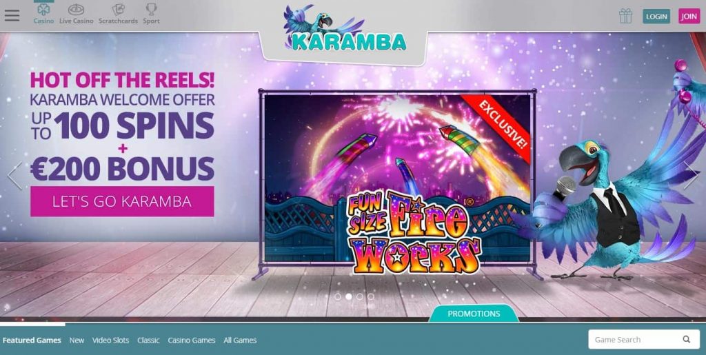 Karamba Casino Homepage